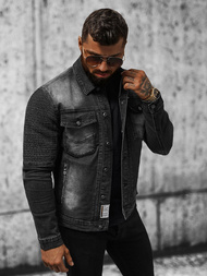 Moška jeans jakna šerpa črna OZONEE NB/MJ521N