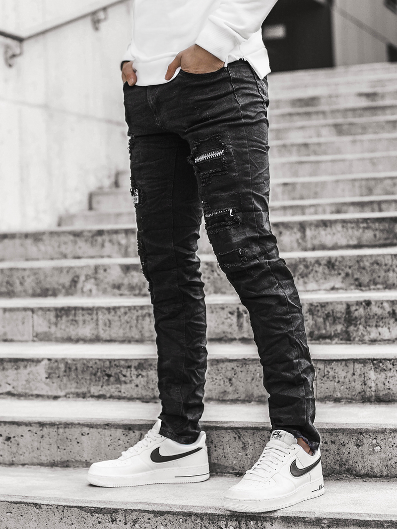 Moške kavbojke jogger črne OZONEE V/19401