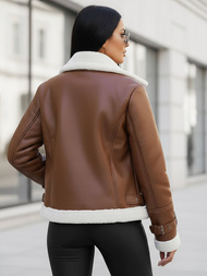 Ženska usnjena jakna rjava OZONEE JS/11Z8177Z