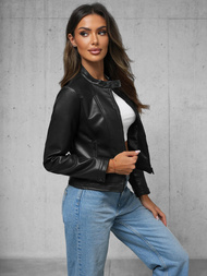 Ženska usnjena jakna črna OZONEE JS/11Z8127