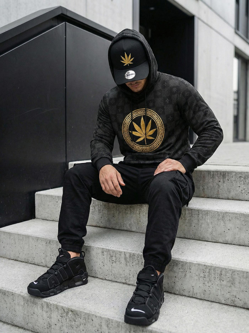 Moška jopa s kapuco črna OZONEE O/B265Z