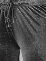 Ženske iz velurja hlače grafitne OZONEE JS/92K519/10