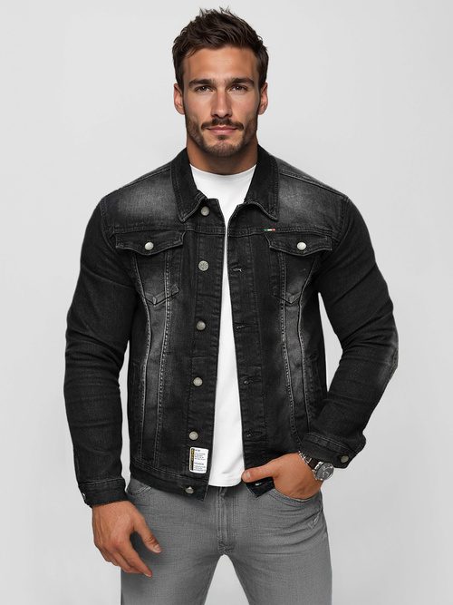 Moška jeans jakna črna OZONEE NB/MJ512NZ