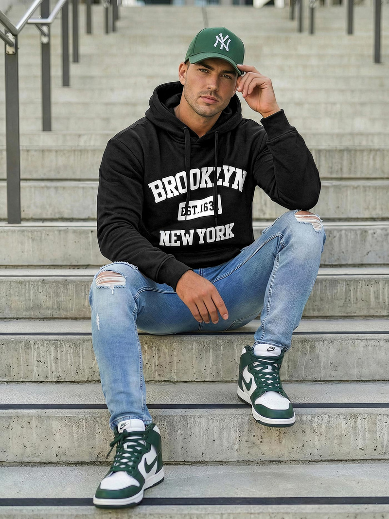 Moška jopa s kapuco črna OZONEE JS/8B1767/3Z