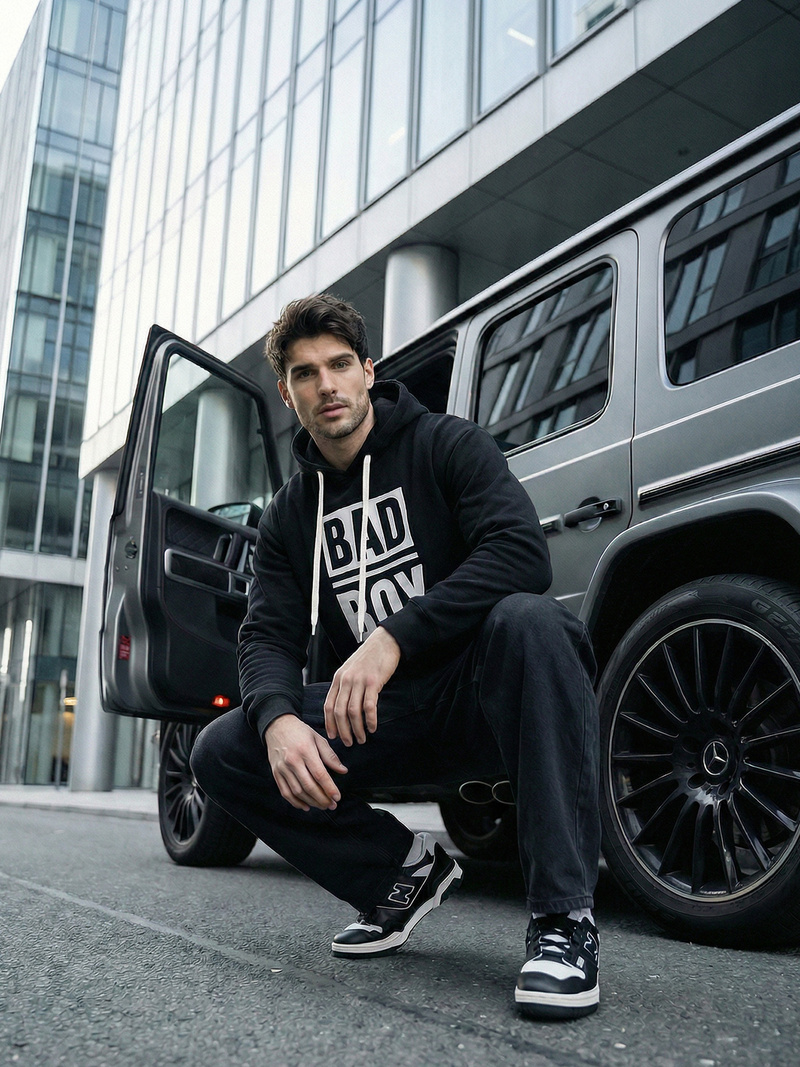 Moška jopa s kapuco črna OZONEE JS/65B3909/3Z