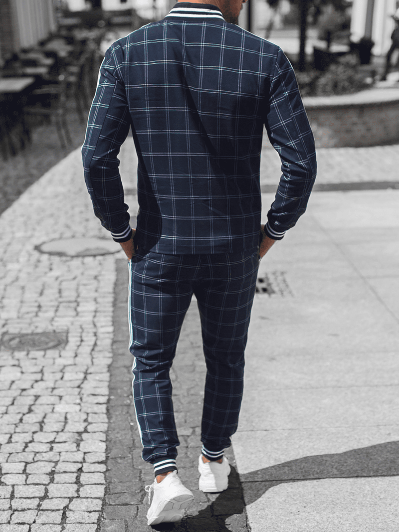 Komplet moški - jakna in hlače chino mornarsko modri OZONEE O/5558/21