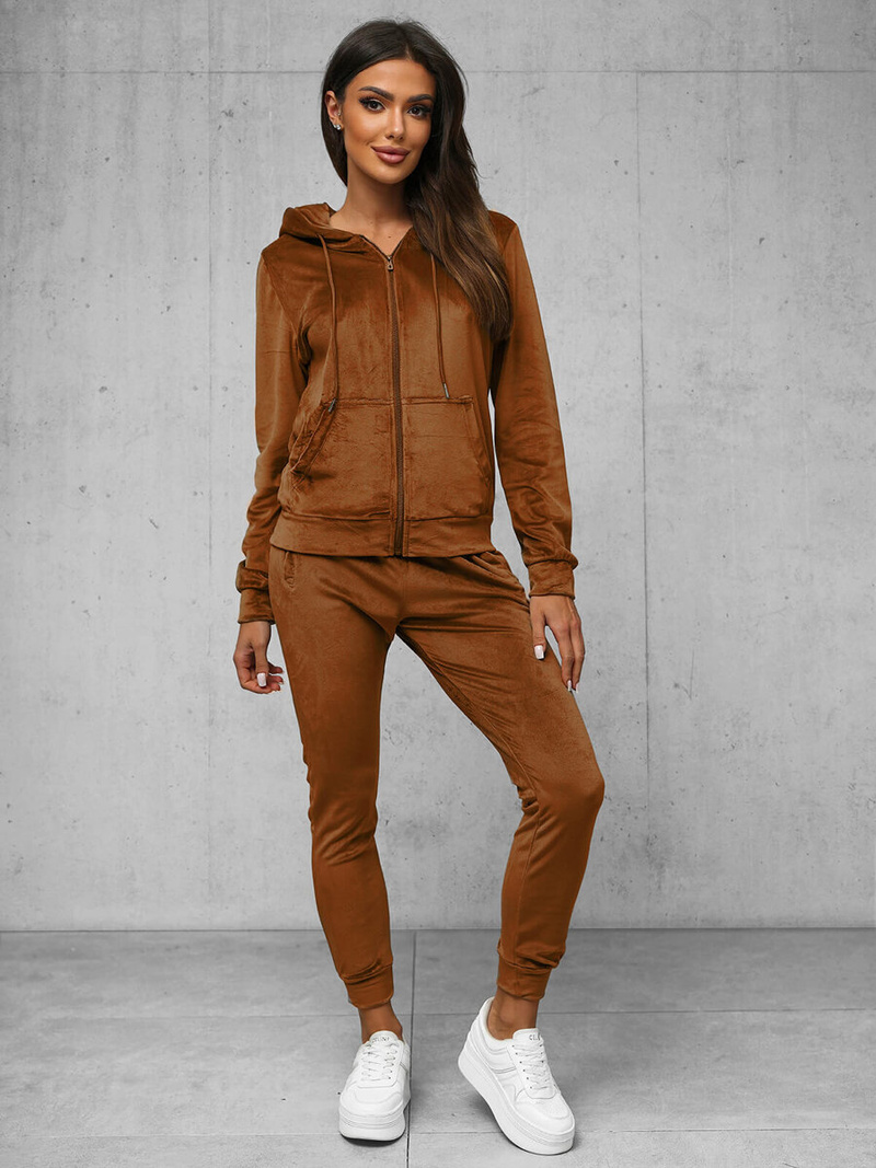 Ženski trenirka iz velurja camel OZONEE JS/8C1176/33Z