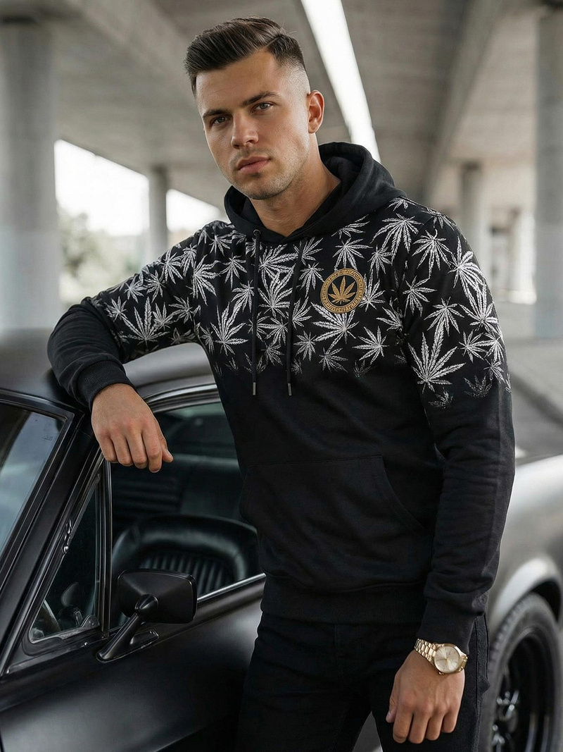 Moška jopa s kapuco črna OZONEE O/B272Z