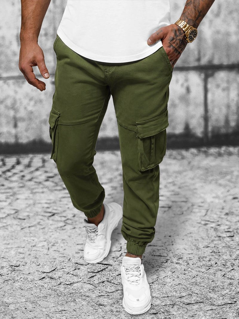 Moške Hlače Chino Jogger Zelene OZONEE NB/MP0105MVZ
