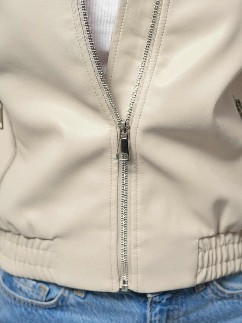 Ženska usnjena jakna bež OZONEE O/G116