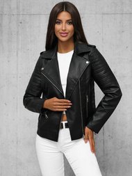 Ženska usnjena jakna črna OZONEE JS/11Z8097Z