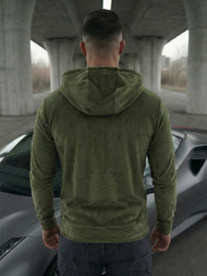 Moška iz velurja jopa s kapuco kaki OZONEE JS/8B1168/29Z