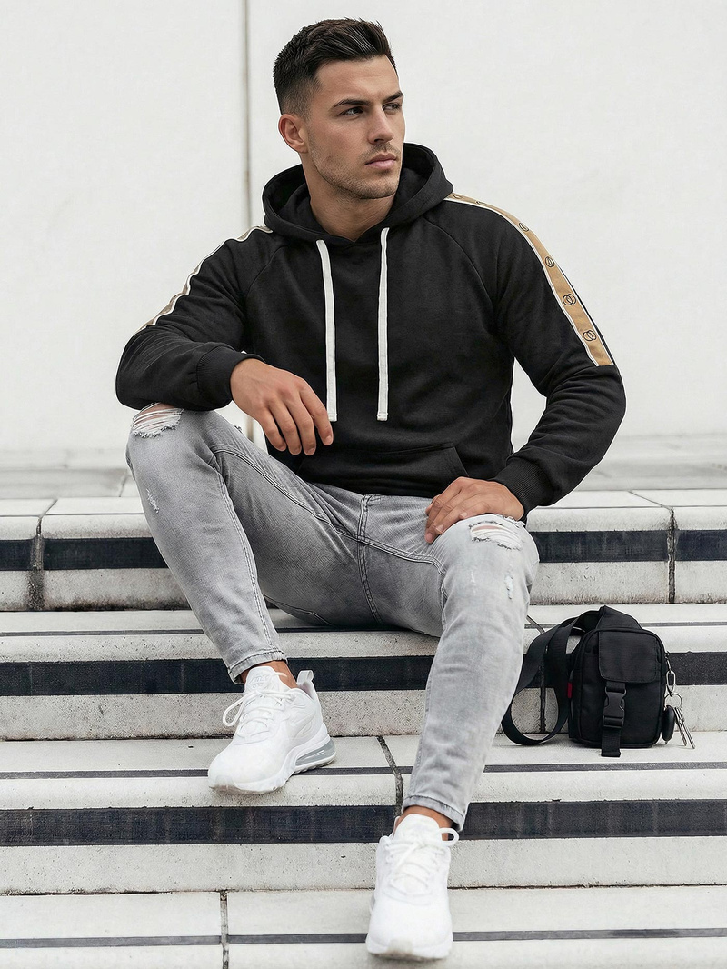 Moška jopa s kapuco črna OZONEE JS/8B1730/3Z