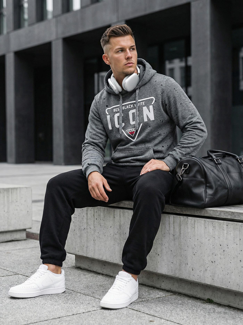 Moška jopa s kapuco grafitna OZONEE JS/8B1737/5