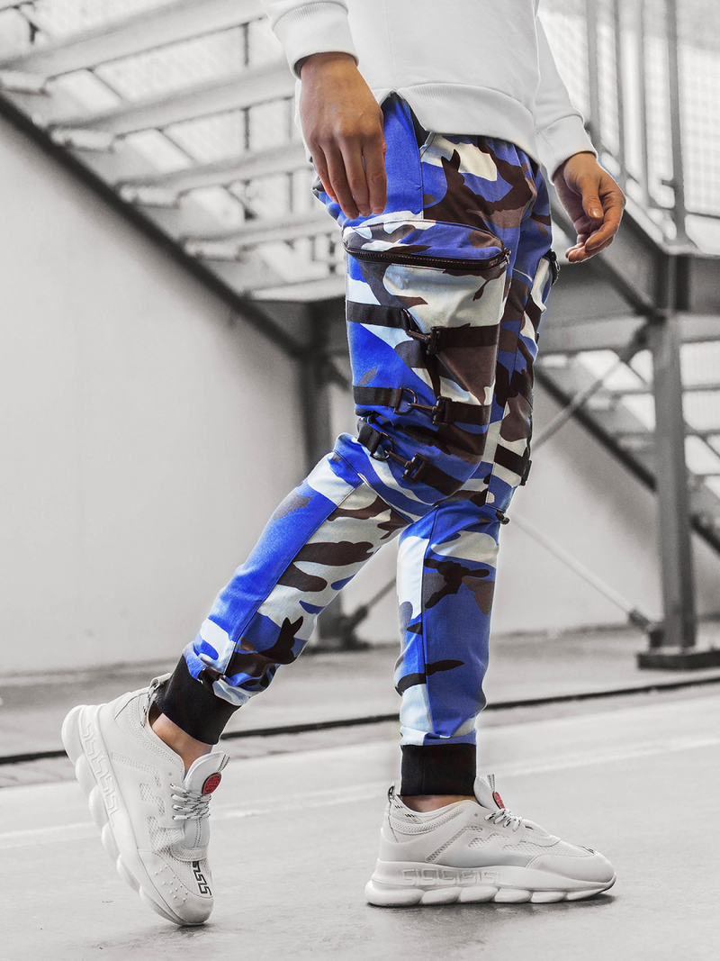 Moške hlače chino jogger modro-črne OZONEE G/11132