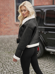 Ženska usnjena jakna črna OZONEE JS/11Z8256Z