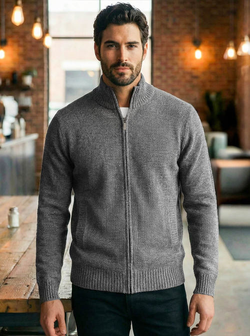 Moški pulover grafitni OZONEE JS/59B3611/5