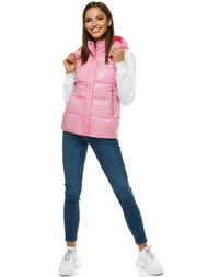 Ženski brezrokavnik s kapuco svetlo roza OZONEE O/SW025/21