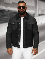 Moška jeans jakna šerpa črna OZONEE NB/MJ533NZ