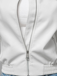 Ženska usnjena jakna bela OZONEE O/G116