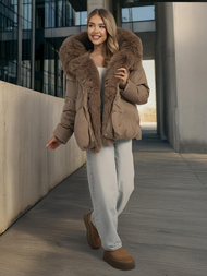 Ženska jakna temno bež OZONEE O/16M9179/84Z