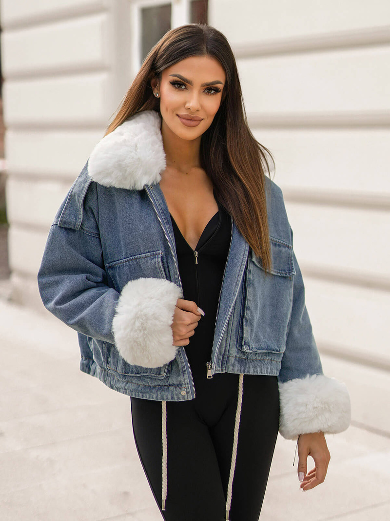 Ženska jeans jakna modra OZONEE JS/11Z8219