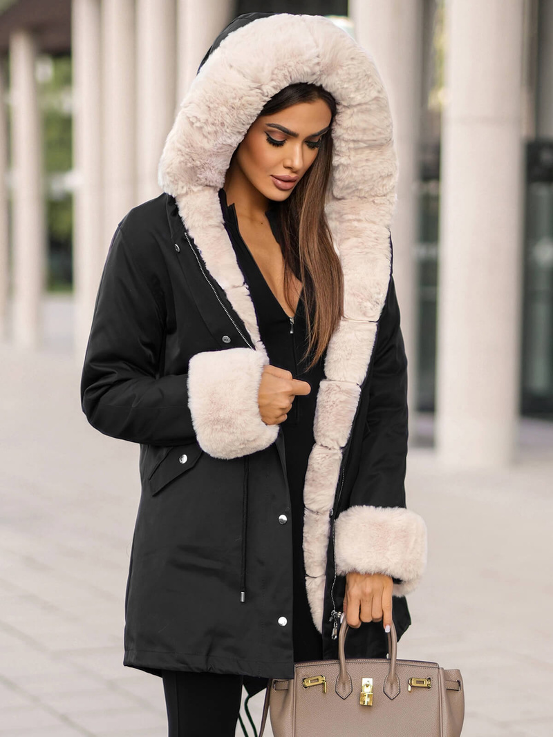 Ženska zimska jakna črna OZONEE JS/M763/392Z