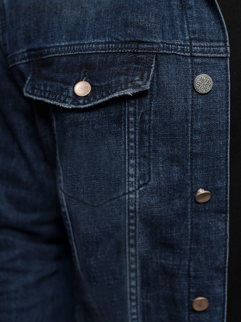 Moška jeans jakna šerpa mornarsko modra OZONEE NB/MJ517BSZ