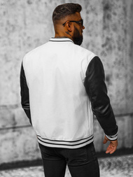 Moška usnjena jakna belo-črna OZONEE JS/11Z8068