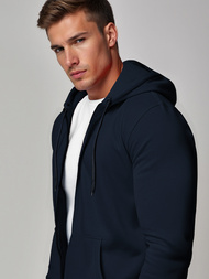 Moška jopa s kapuco temno-mornarsko modra OZONEE JS/2008