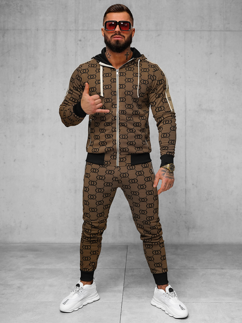 Moška trenirka temno-bež OZONEE O/FF5053AB