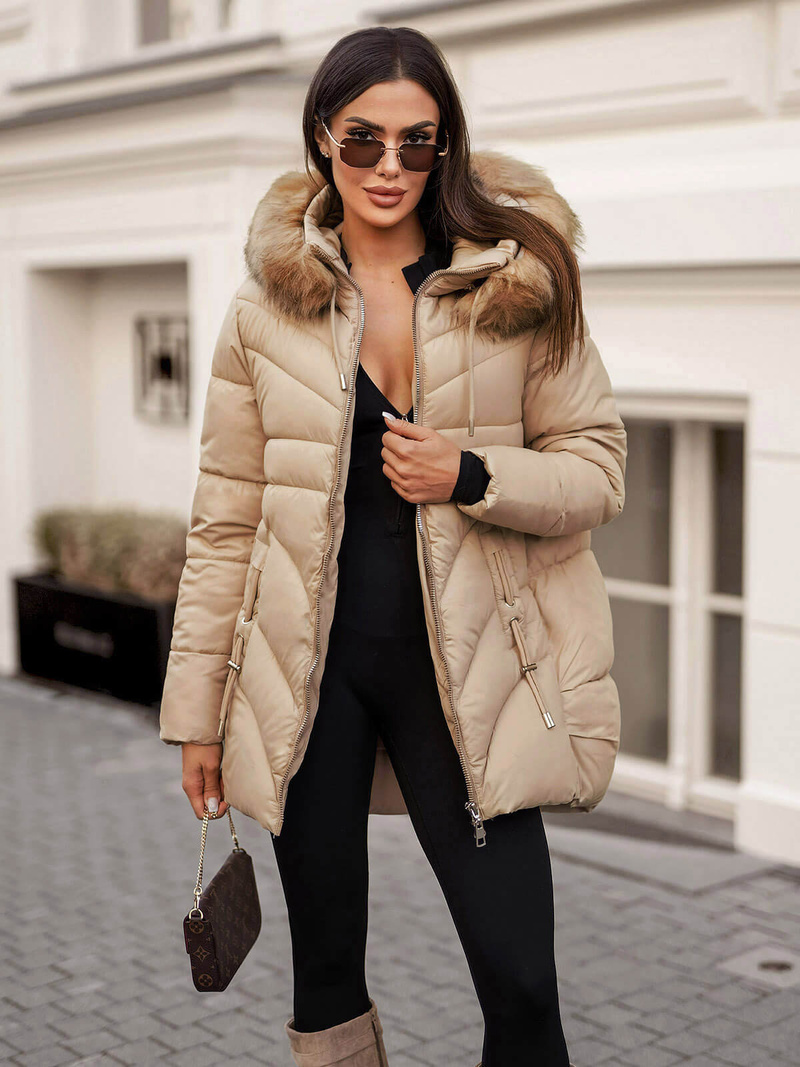 Ženska zimska jakna bež OZONEE JS/5M3257/62