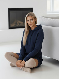 Ženska jopa s kapuco mornarsko modra OZONEE JS/YS10005/25Z