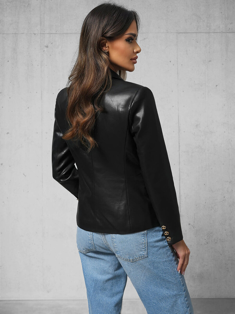 Ženska usnjena jakna črna OZONEE JS/11Z8120