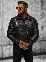 Moška usnjena jakna črna OZONEE JS/11Z8056