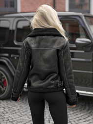 Ženska usnjena jakna črna OZONEE JS/61M8501/392BZ