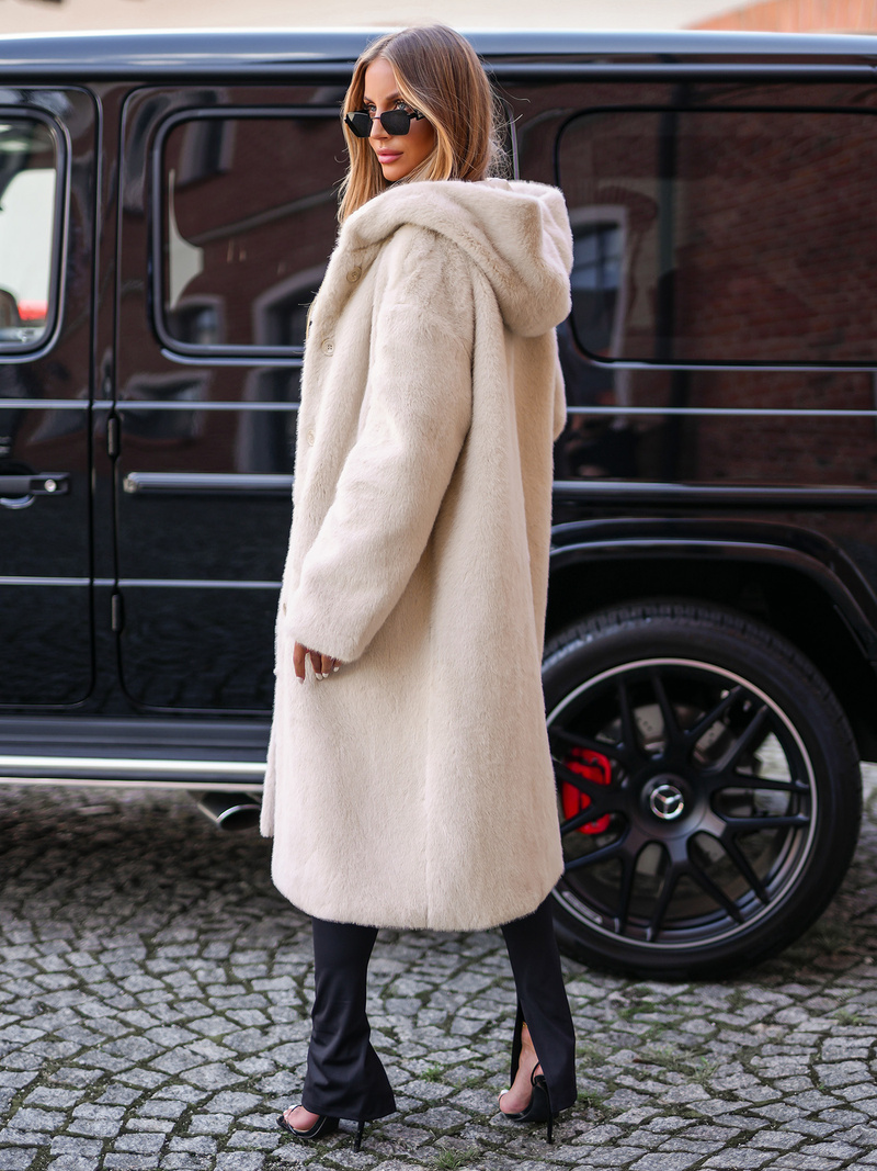 Ženska krznena zimska jakna bež OZONEE JS/11Z8250