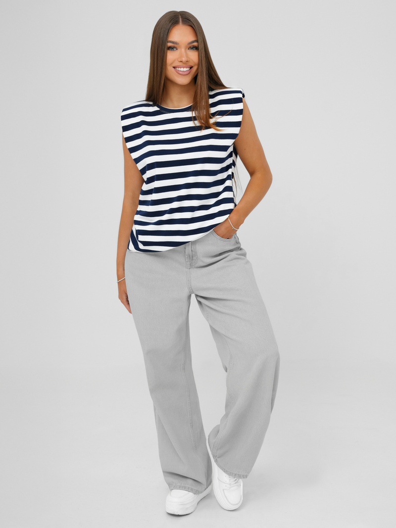 Ženska majica belo-mornarsko modra OZONEE JS/R61670