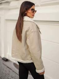Ženska usnjena jakna bež OZONEE JS/11Z8178