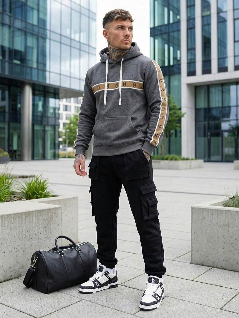 Moška jopa s kapuco grafitna OZONEE JS/8B1729/5Z