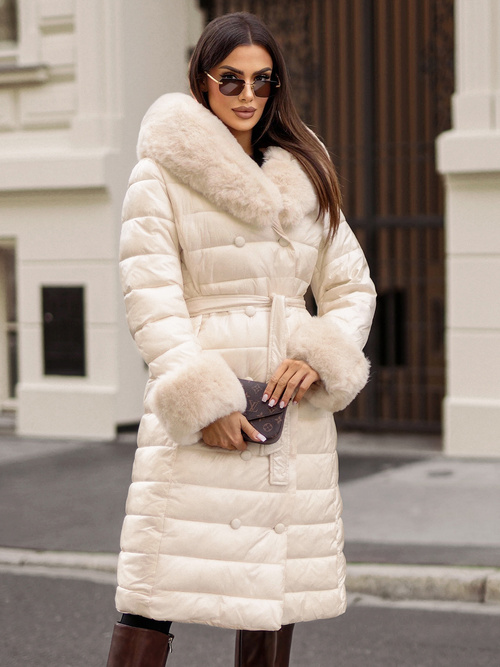 Ženski plašč bež OZONEE JS/5M3160/254/BZ