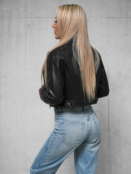 Ženska usnjena jakna črna OZONEE JS/11Z8128