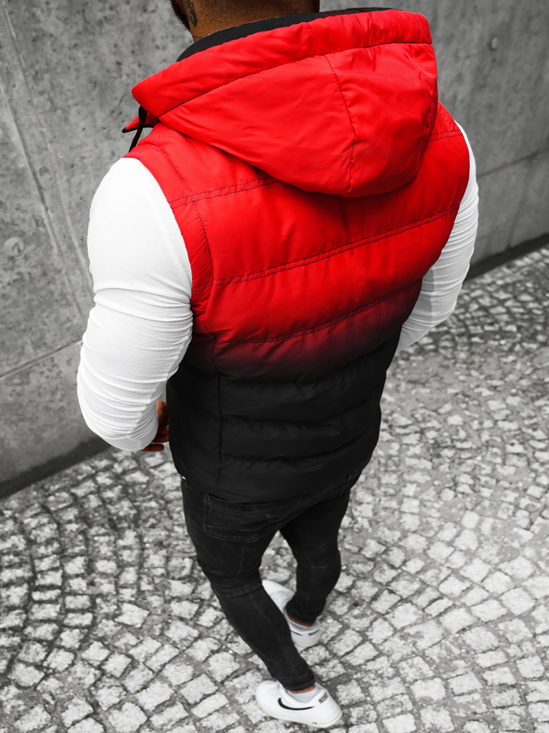 Moški brezrokavnik s kapuco rdečo-črni OZONEE JS/M757/270