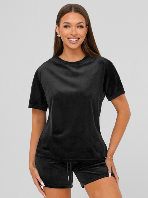 Ženski trenirka iz velurja črna OZONEE JS/35C1616/3