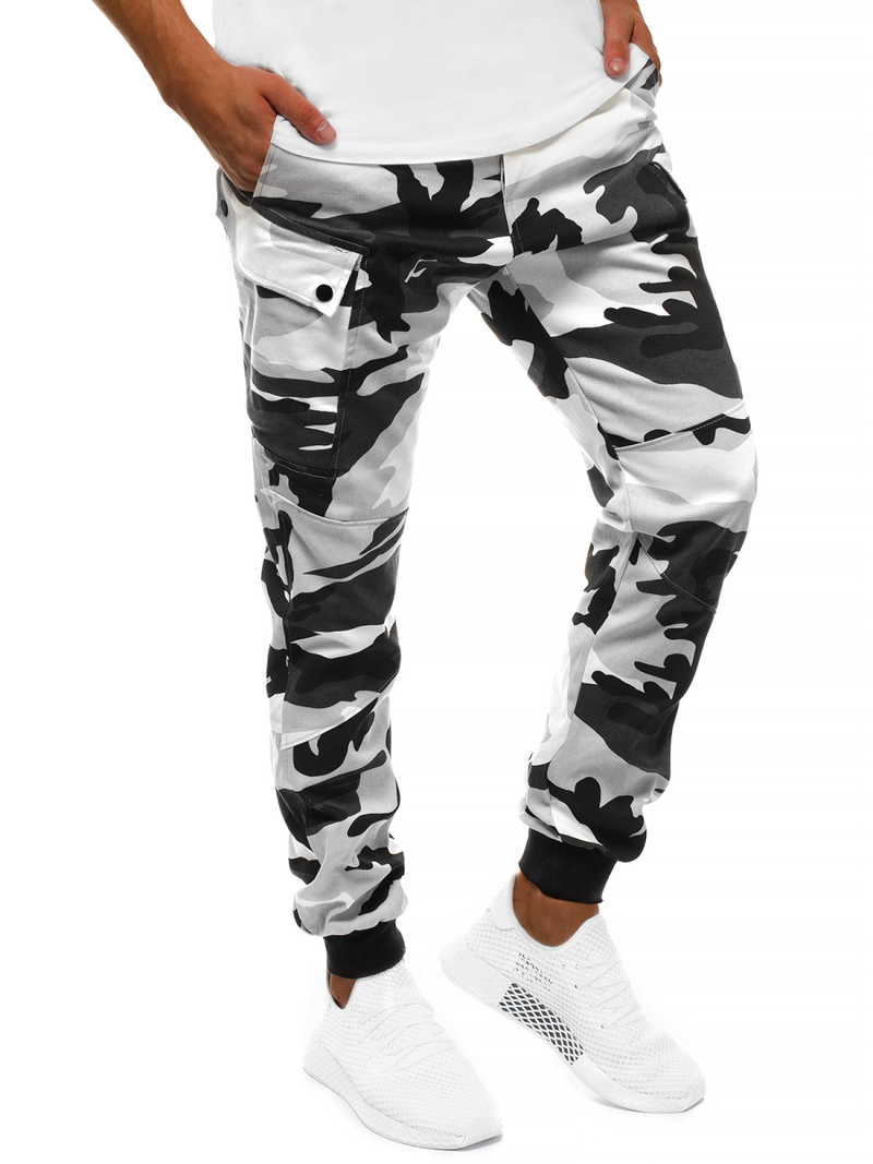 Moške hlače chino jogger črno-bele OZONEE O/11103