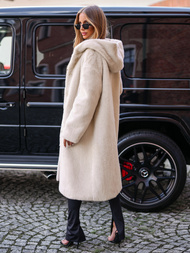 Ženska krznena zimska jakna bež OZONEE JS/11Z8250