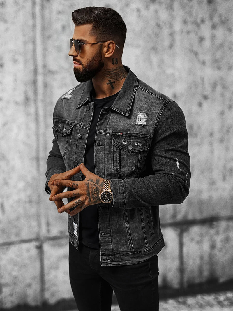 Moška jeans jakna črna OZONEE NB/MJ515N