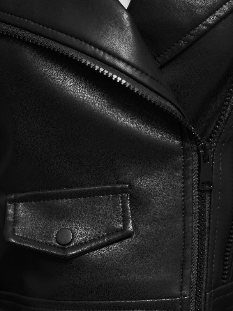 Ženska usnjena jakna črna OZONEE JS/11Z8128