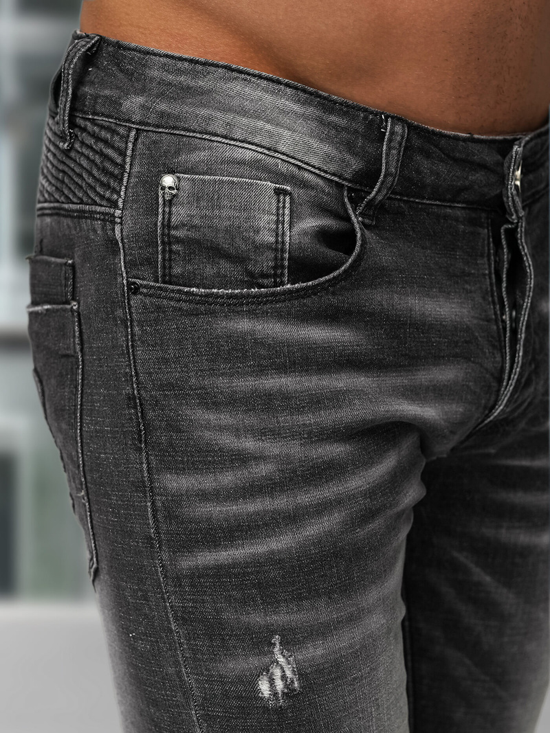 Moške Kavbojke Črne OZONEE NB/MP0070NZ