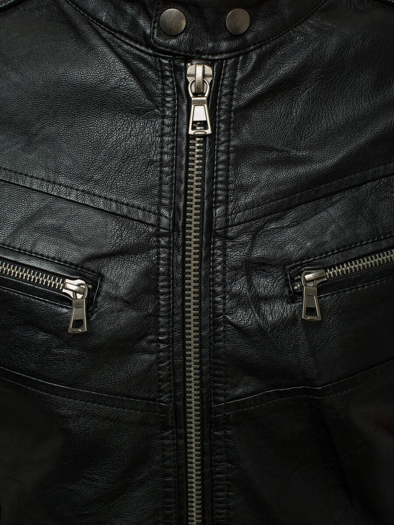 Moška usnjena jakna črno-rdeča OZONEE YD/BF59359